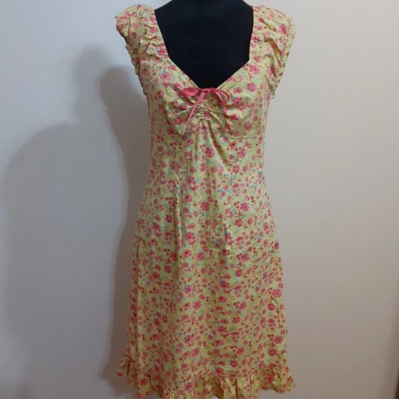 Vintage DBY LTD Y2k Size 7/8 Floral Print Sundress Ruffle hem - Picture 1 of 14